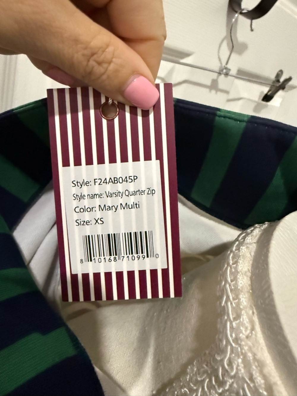Addison Bay XS NWT Colorblock Striped Quarter Zip Pullover Preppy Sporty - Picture 4 of 4